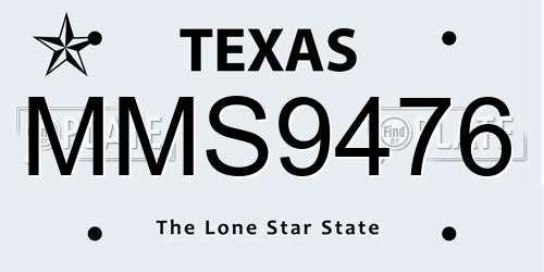 MMS9476 Texas License Plate