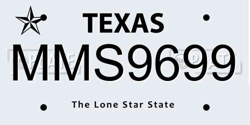 MMS9699 Texas License Plate