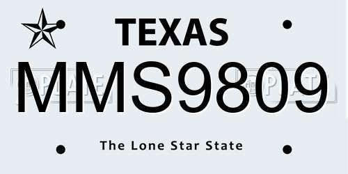 MMS9809 Texas License Plate