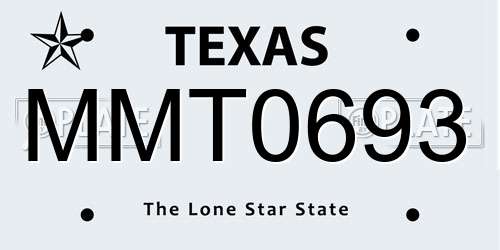 MMT0693 Texas License Plate