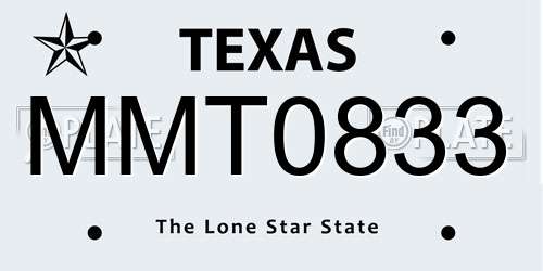 MMT0833 Texas License Plate