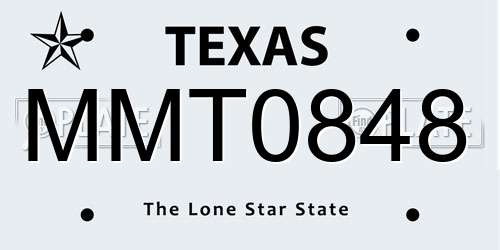 MMT0848 Texas License Plate