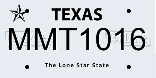 MMT1016 Texas License Plate