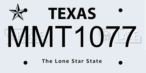 MMT1077 Texas License Plate