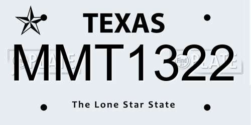 MMT1322 Texas License Plate