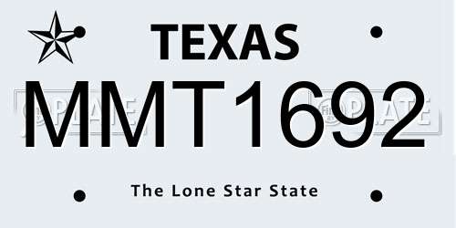 MMT1692 Texas License Plate