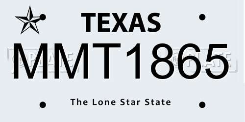 MMT1865 Texas License Plate