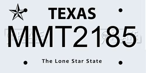 MMT2185 Texas License Plate