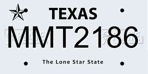 MMT2186 Texas License Plate