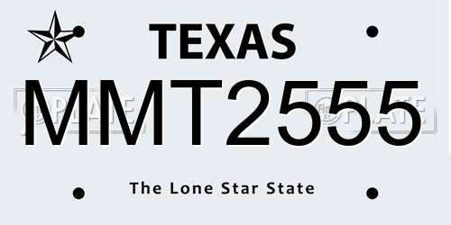 MMT2555 Texas License Plate