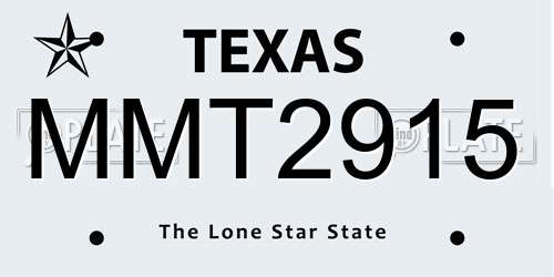 MMT2915 Texas License Plate