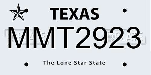 MMT2923 Texas License Plate