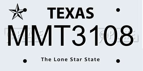 MMT3108 Texas License Plate