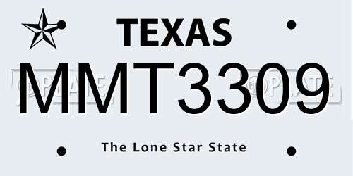 MMT3309 Texas License Plate