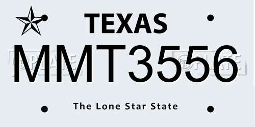 MMT3556 Texas License Plate