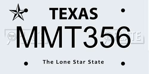 MMT356 Texas License Plate