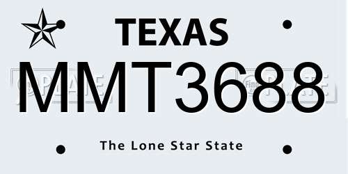 MMT3688 Texas License Plate