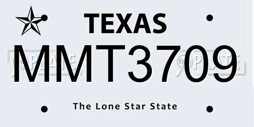 MMT3709 Texas License Plate