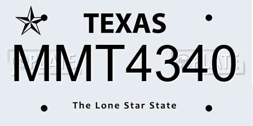 MMT4340 Texas License Plate