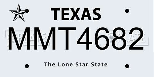 MMT4682 Texas License Plate