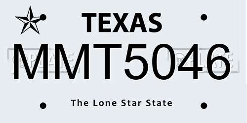 MMT5046 Texas License Plate