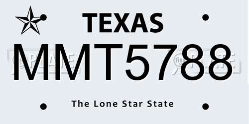 MMT5788 Texas License Plate