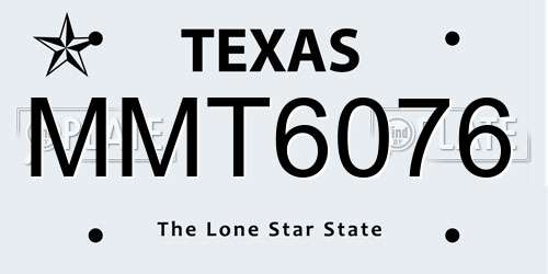 MMT6076 Texas License Plate