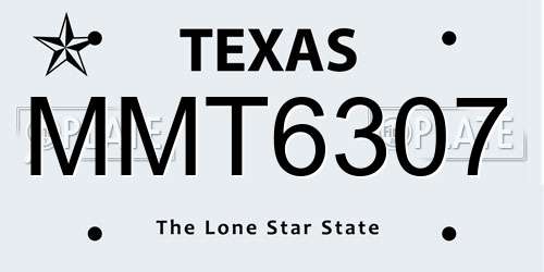 MMT6307 Texas License Plate