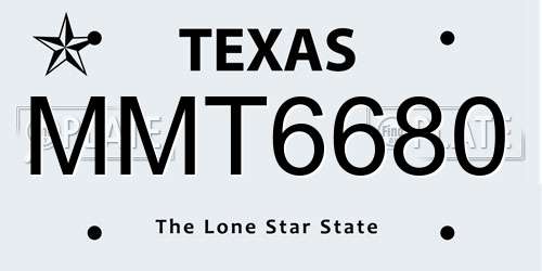 MMT6680 Texas License Plate