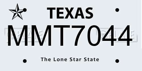 MMT7044 Texas License Plate