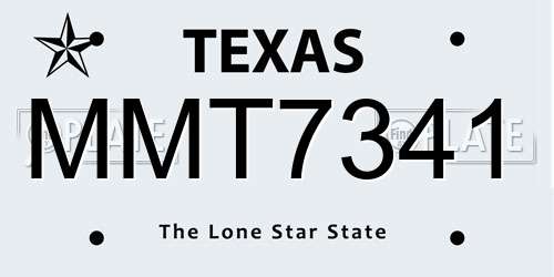 MMT7341 Texas License Plate