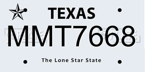 MMT7668 Texas License Plate