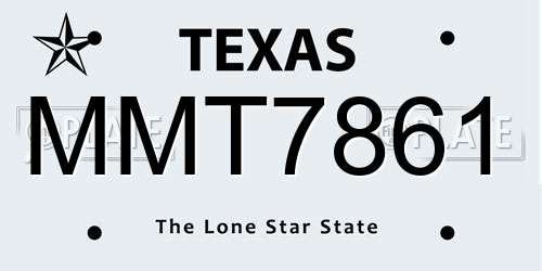 MMT7861 Texas License Plate