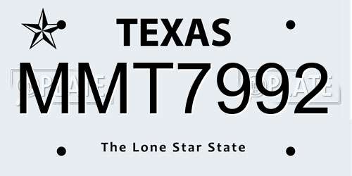 MMT7992 Texas License Plate