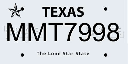 MMT7998 Texas License Plate