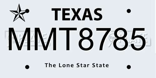 MMT8785 Texas License Plate