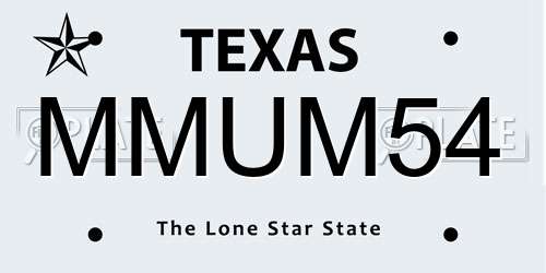 MMUM54 Texas License Plate