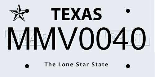 MMV0040 Texas License Plate