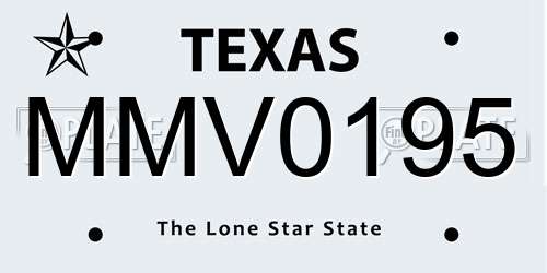 MMV0195 Texas License Plate