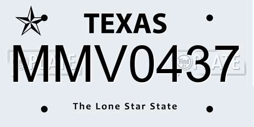 MMV0437 Texas License Plate