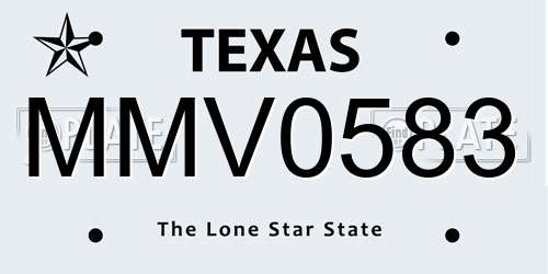 MMV0583 Texas License Plate