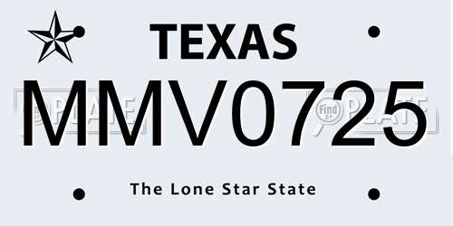 MMV0725 Texas License Plate