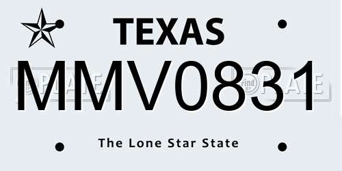 MMV0831 Texas License Plate