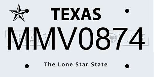 MMV0874 Texas License Plate