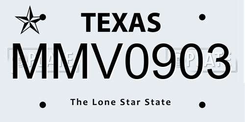 MMV0903 Texas License Plate