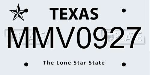 MMV0927 Texas License Plate