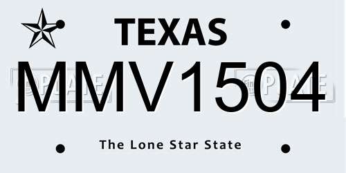 MMV1504 Texas License Plate