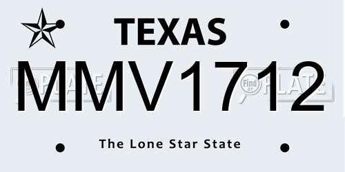 MMV1712 Texas License Plate