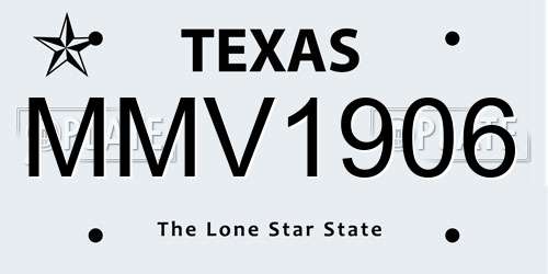 MMV1906 Texas License Plate