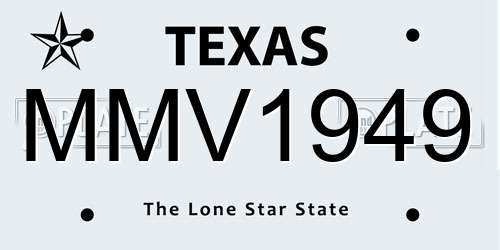MMV1949 Texas License Plate